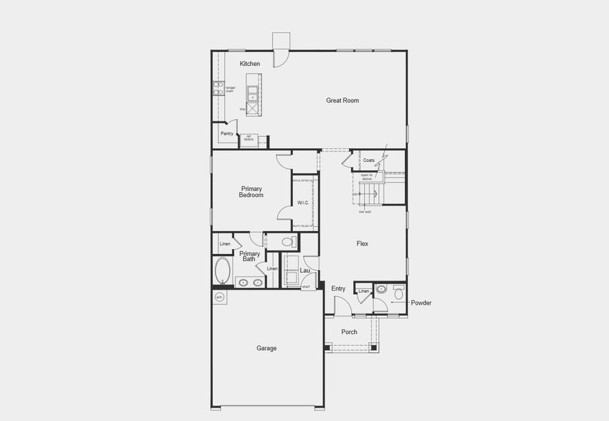2D floor plan layout for the Plan 2566 by KB Home in Stoney Chase, Del Valle, TX (Image 9).
