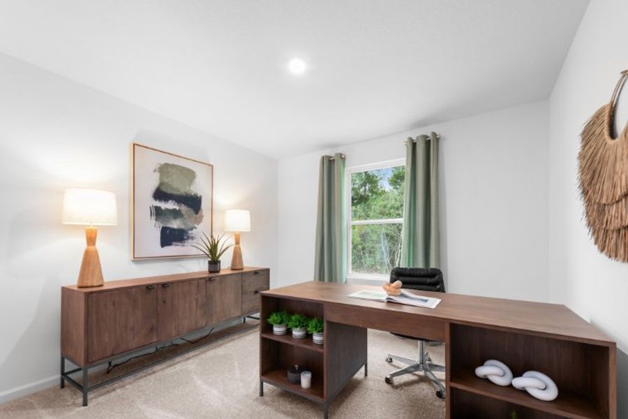 A room with a desk and lamp. A room with a desk and lamp.