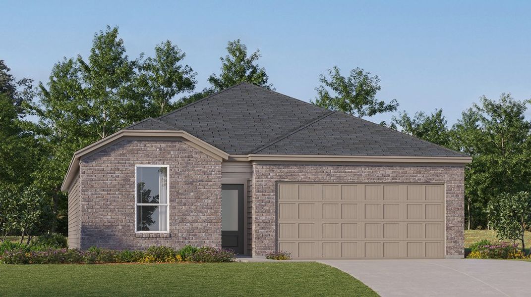 Front exterior of a new home in Kayden Springs, Marion, TX, highlighting curb appeal (Image 1). Front exterior of a new home in Kayden Springs, Marion, TX, highlighting curb appeal (Image 1).