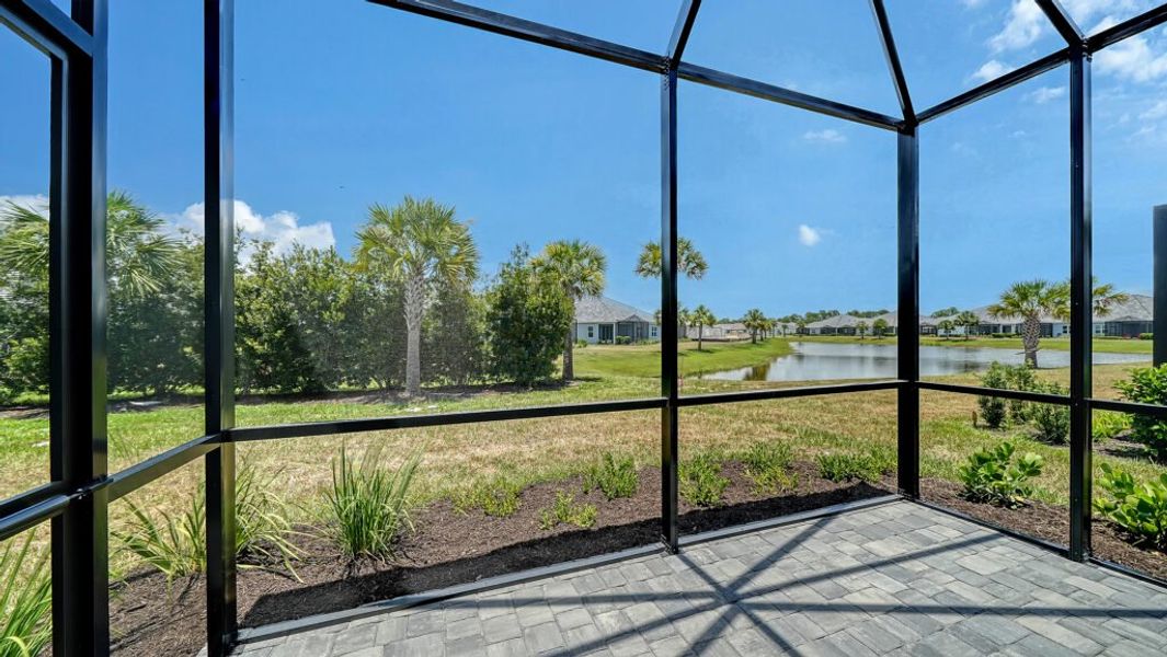 Exterior details and patio area of a home in Windward Real Estate and Homes for Sale in Sarasota, FL - Neal Communities, Lakewood Ranch (Image 3).