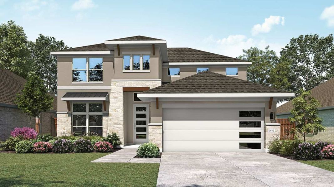 Representative exterior photo of a completed home built from the Hickory by DRB Homes in Westside Preserve Premier, Midlothian, TX (Image 8).