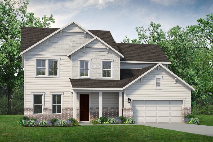 Front exterior of a new home in Austin Springs, Bethlehem, GA, highlighting curb appeal (Image 1). Front exterior of a new home in Austin Springs, Bethlehem, GA, highlighting curb appeal (Image 1).