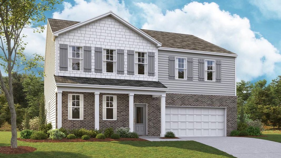 Front exterior of a new home in Johnson Farms, Greeneville, TN, highlighting curb appeal (Image 1). Front exterior of a new home in Johnson Farms, Greeneville, TN, highlighting curb appeal (Image 1).