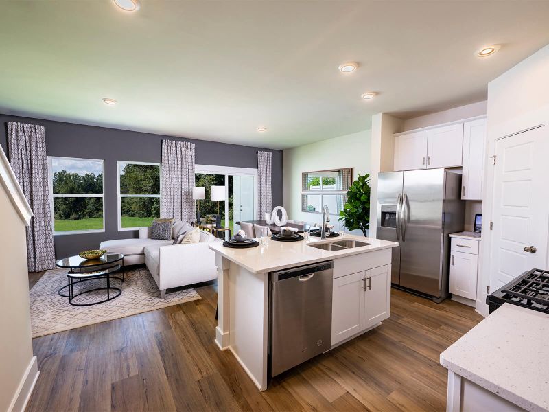 The open-concept floorplan allows for easy entertaining. Photography from City Station Townes. The open-concept floorplan allows for easy entertaining. Photography from City Station Townes.