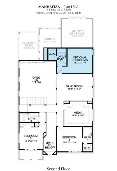 2D floor plan layout for the Manhattan by Landon Homes in Fields - East Village, Frisco, TX (Image 24). 2D floor plan layout for the Manhattan by Landon Homes in Fields - East Village, Frisco, TX (Image 24).