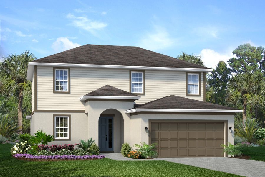 Representative exterior photo of a completed home built from the Pembroke by Park Square Residential in Leela Reserve, Tavares, FL (Image 15).
