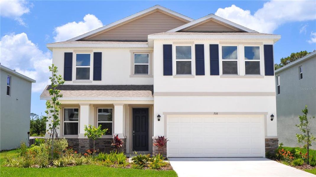 Front exterior of a new home in Coddington, Bradenton, FL, highlighting curb appeal (Image 1).