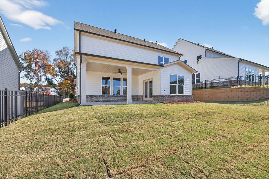 Exterior details and patio area of a home in Hemingway, Flowery Branch (Image 23).