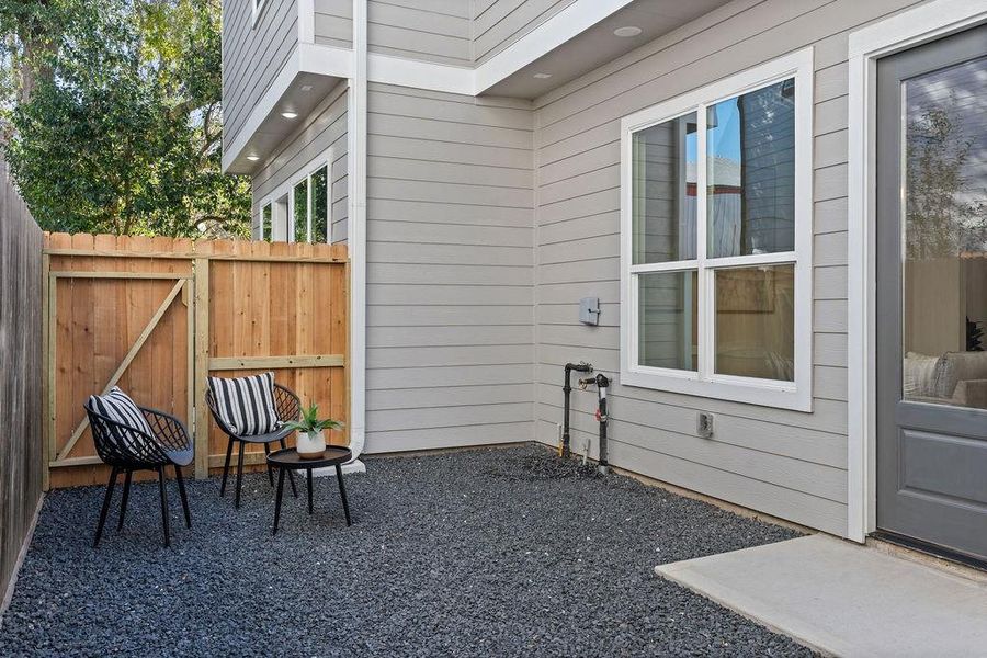 Exterior details and patio area of a home in , Houston (Image 32).