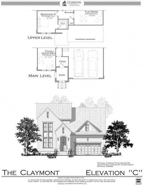 Representative rendering of the exterior for the Claymont by Celebration Homes (Image 5).