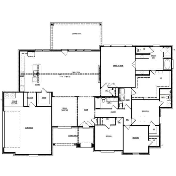 2D floor plan layout for the The Woodhaven by Lillian Custom Homes in Peaks at Lone Elm, Waxahachie, TX (Image 5).