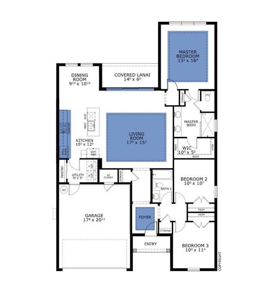 2D floor plan layout for the Fontana - Classic Series | 50' Wide Lots by ICI Homes in Mosaic, Daytona Beach, FL (Image 3).