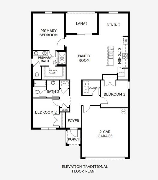 2D floor plan layout for the Sebring by Landsea Homes in Trinity Gardens, Deland, FL (Image 3).