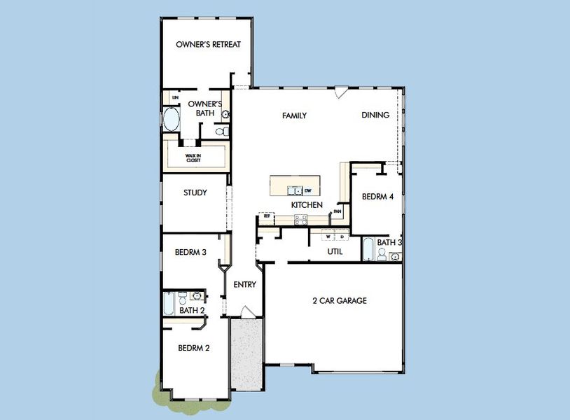 2D floor plan layout for the The Ridgegate by David Weekley Homes in Escondido - Overlook Collection, Magnolia, TX (Image 3).