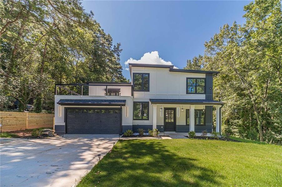 Front exterior of a new home in , Flowery Branch, GA, highlighting curb appeal (Image 24).