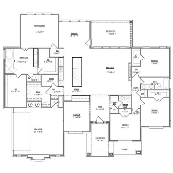 2D floor plan layout for the The Riverbend by Lillian Custom Homes in Oak Creek Ranch, Midlothian, TX (Image 5).