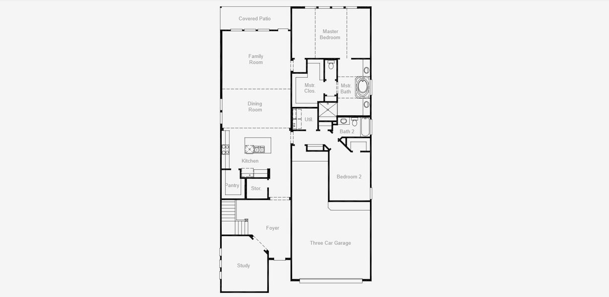 2D floor plan layout for the Leonard by Coventry Homes in South Pointe, Mansfield, TX (Image 3).