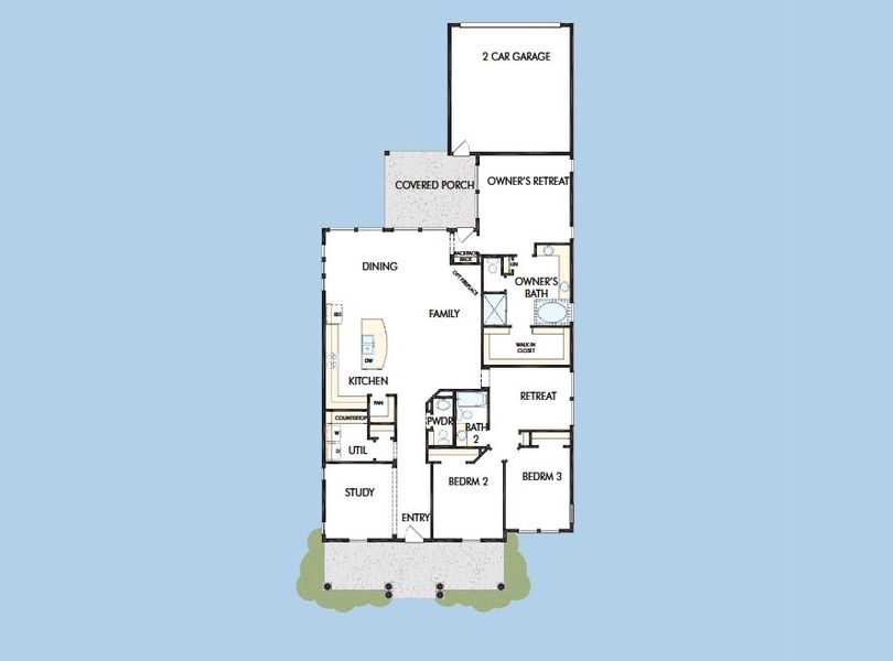 2D floor plan layout for the The Fanning by David Weekley Homes in Emerald Heights at Bridgeland Central – 50’ Alley, Cypress, TX (Image 5).