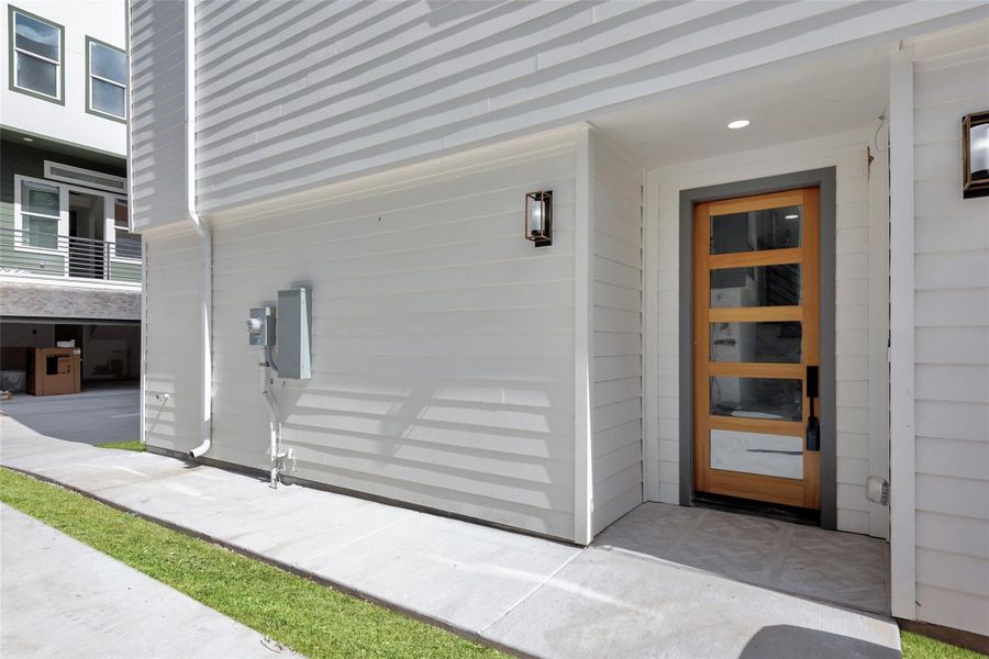 A sleek and modern front door.