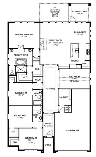 2D floor plan layout for the 2546F by Perry Homes in Southern Hills 65', Brooksville, FL (Image 3). 2D floor plan layout for the 2546F by Perry Homes in Southern Hills 65', Brooksville, FL (Image 3).