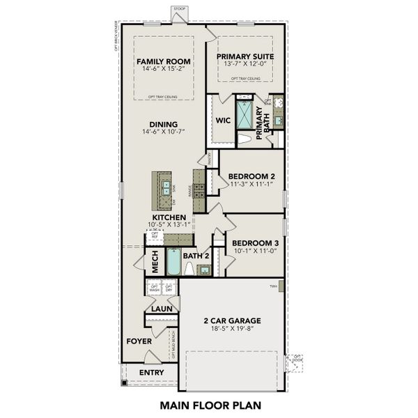 2D floor plan layout for the The Frio A by Davidson Homes LLC in Agave, San Antonio, TX (Image 3).