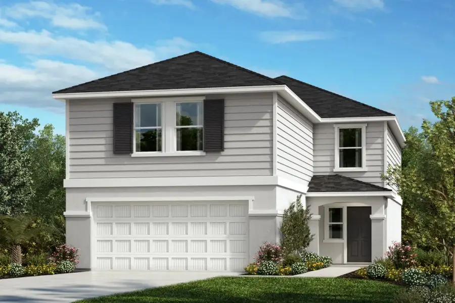 Representative exterior photo of a completed home built from the 2544 by KB Home in Conley Cove, Wimauma, FL (Image 6). Representative exterior photo of a completed home built from the 2544 by KB Home in Conley Cove, Wimauma, FL (Image 6).