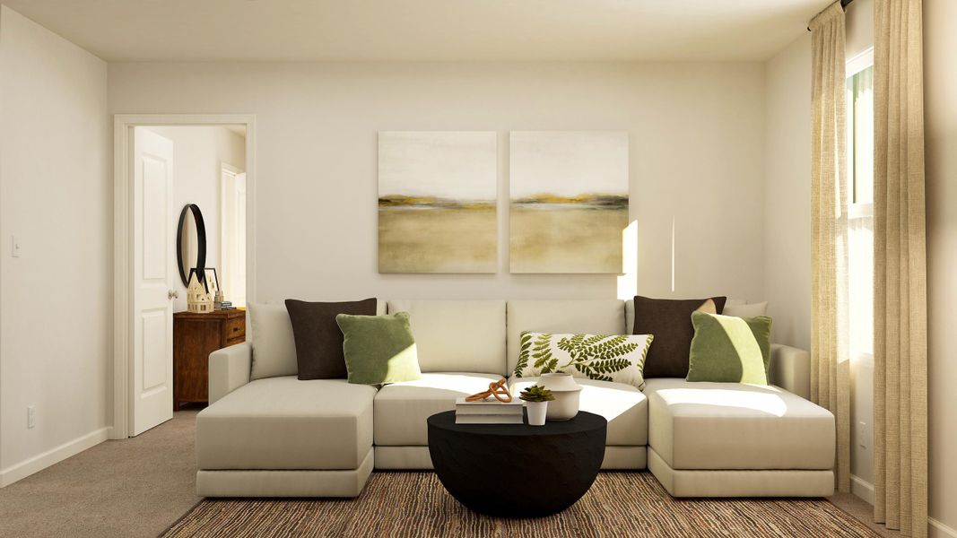 A living room with a couch and a coffee table.