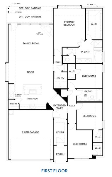 2D floor plan layout for the Concept 1937 by Landsea Homes in Silo Mills - Select Series, Joshua, TX (Image 3).