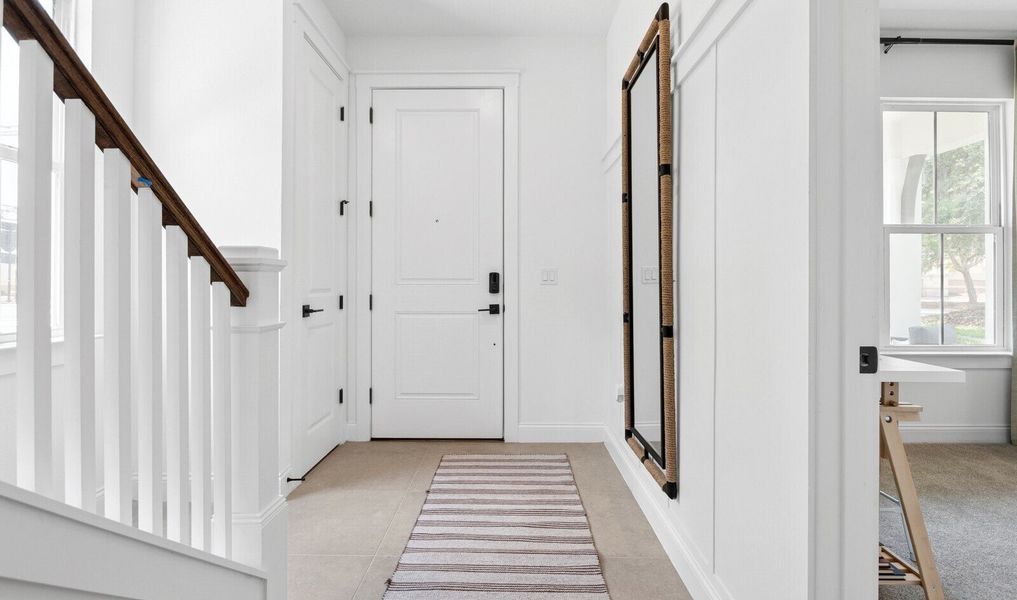 Foyer with decorative feature wall Foyer with decorative feature wall