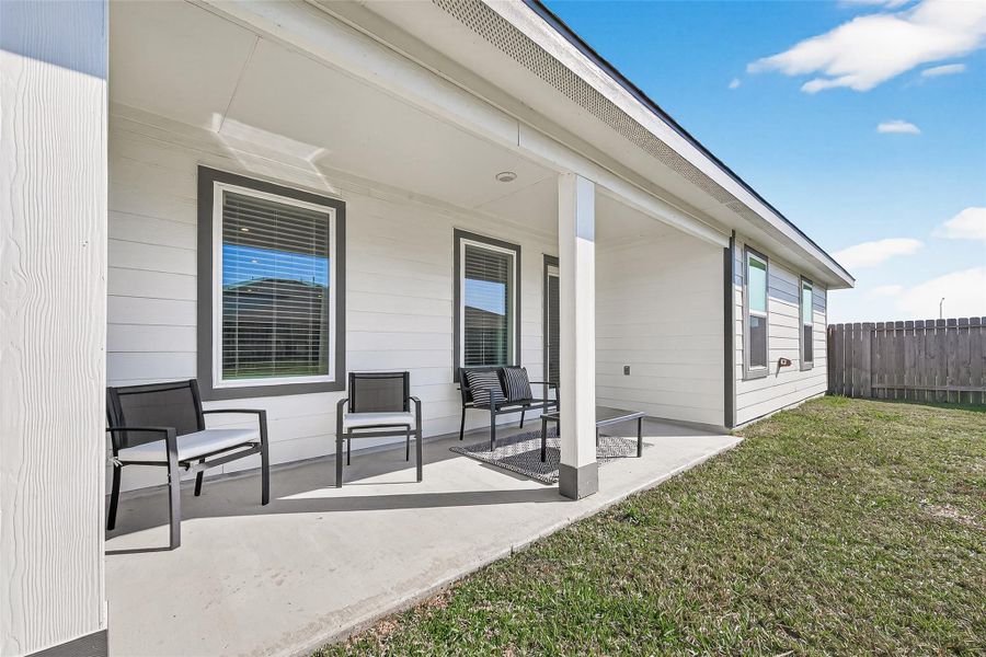 Another view of the extended back patio. Another view of the extended back patio.