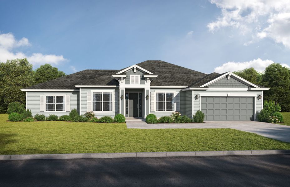 Representative exterior photo of a completed home built from the Summerville by SEDA New Homes in Katie Cove, Jacksonville, FL (Image 2). Representative exterior photo of a completed home built from the Summerville by SEDA New Homes in Katie Cove, Jacksonville, FL (Image 2).