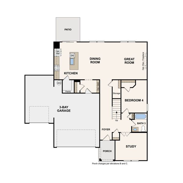 2D floor plan layout for the Harding by Century Communities in The Oaks, Mount Juliet, TN (Image 3).