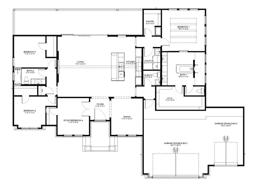 2D floor plan layout of this home in Bella Charca, Nolanville, TX (Image 3).