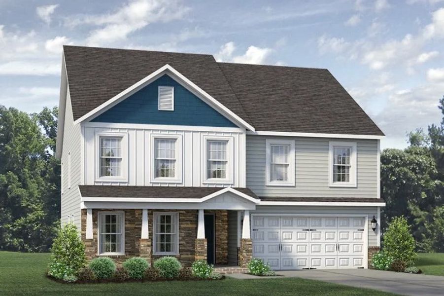 Representative exterior photo of a completed home built from the Kendall by Keystone Homes NC in Avondale, Greensboro, NC (Image 32). Representative exterior photo of a completed home built from the Kendall by Keystone Homes NC in Avondale, Greensboro, NC (Image 32).