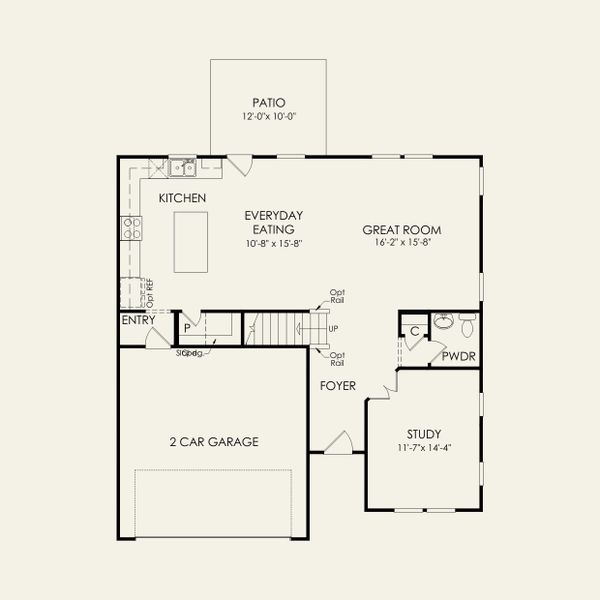 2D floor plan layout for the Austin by Pulte Homes in Michaux Gardens, Belmont, NC (Image 5). 2D floor plan layout for the Austin by Pulte Homes in Michaux Gardens, Belmont, NC (Image 5).