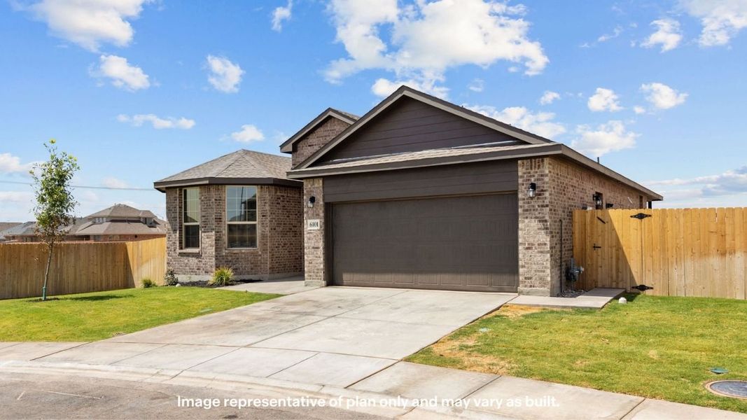 Front exterior of a new home in Yukon Ridge, Odessa, TX, highlighting curb appeal (Image 2). Front exterior of a new home in Yukon Ridge, Odessa, TX, highlighting curb appeal (Image 2).