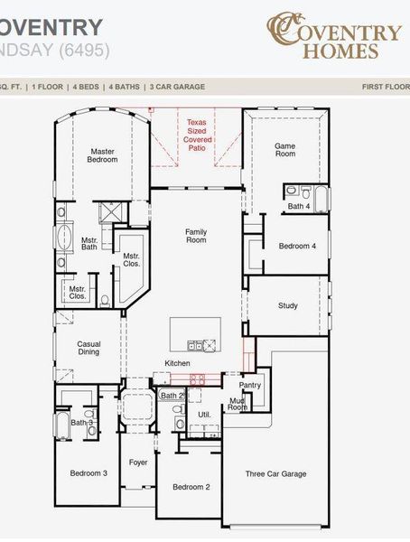 2D floor plan layout of this home in Coastal Point, League City, TX (Image 3).