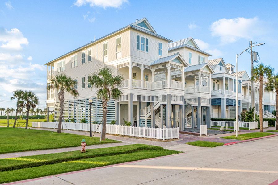 Front exterior of a new home in , Galveston, TX, highlighting curb appeal (Image 23). Front exterior of a new home in , Galveston, TX, highlighting curb appeal (Image 23).