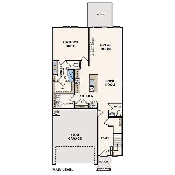 2D floor plan layout for the Hawthorn by Century Communities in Cedar Hollow, Hickory, NC (Image 3).