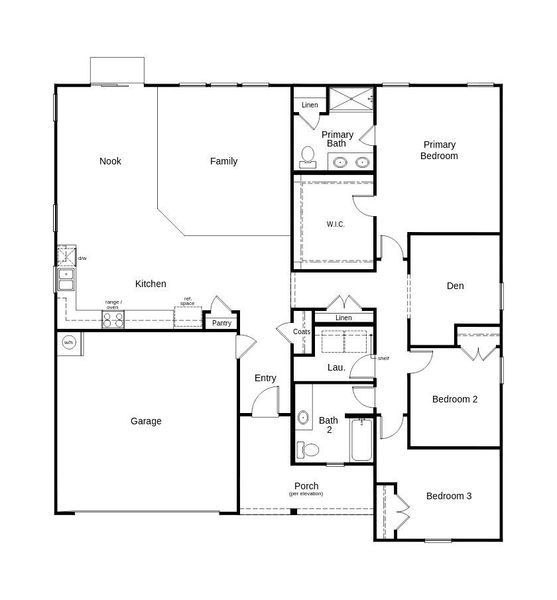 2D floor plan layout of this home in Elyse Meadows, Lillington, NC (Image 2). 2D floor plan layout of this home in Elyse Meadows, Lillington, NC (Image 2).