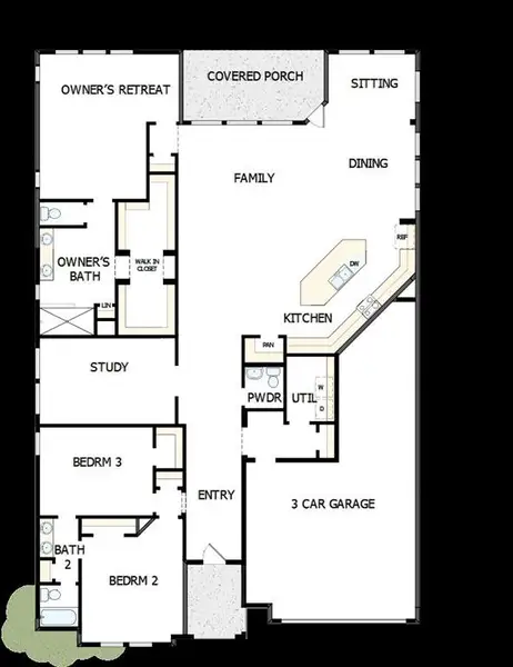 2D floor plan layout of this home in Myrtle Creek, Waxahachie, TX (Image 2).