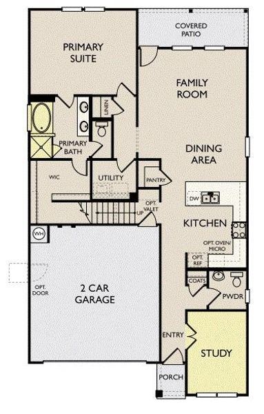 2D floor plan layout of this home in Berry Creek Highlands, Georgetown, TX (Image 3).