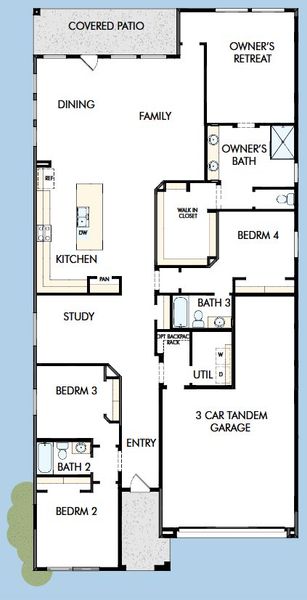 2D floor plan layout for the The Passito by David Weekley Homes in Tavolo at Soleo, San Tan Valley, AZ (Image 3).