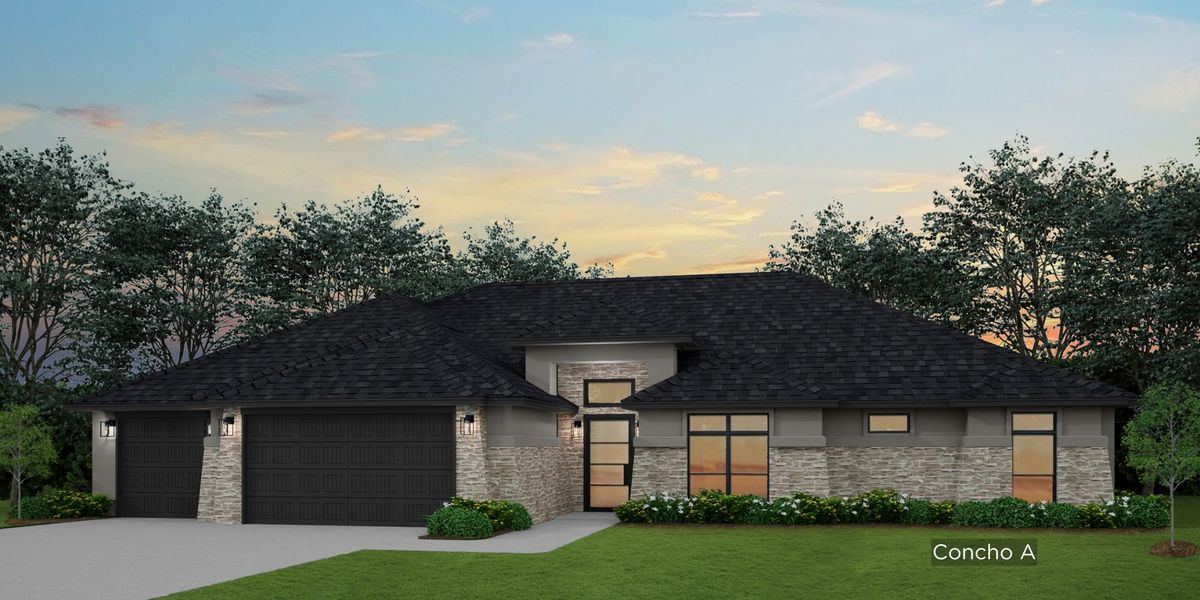 Representative exterior photo of a completed home built from the Concho by Flintrock Builder in Bella Charca, Nolanville, TX (Image 1). Representative exterior photo of a completed home built from the Concho by Flintrock Builder in Bella Charca, Nolanville, TX (Image 1).