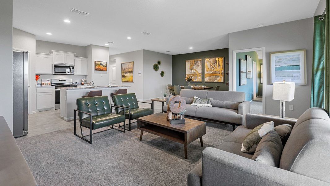Furnished interior view inside a new home in Lonestar at Liberty Trails, Fort Worth (Image 13). Furnished interior view inside a new home in Lonestar at Liberty Trails, Fort Worth (Image 13).