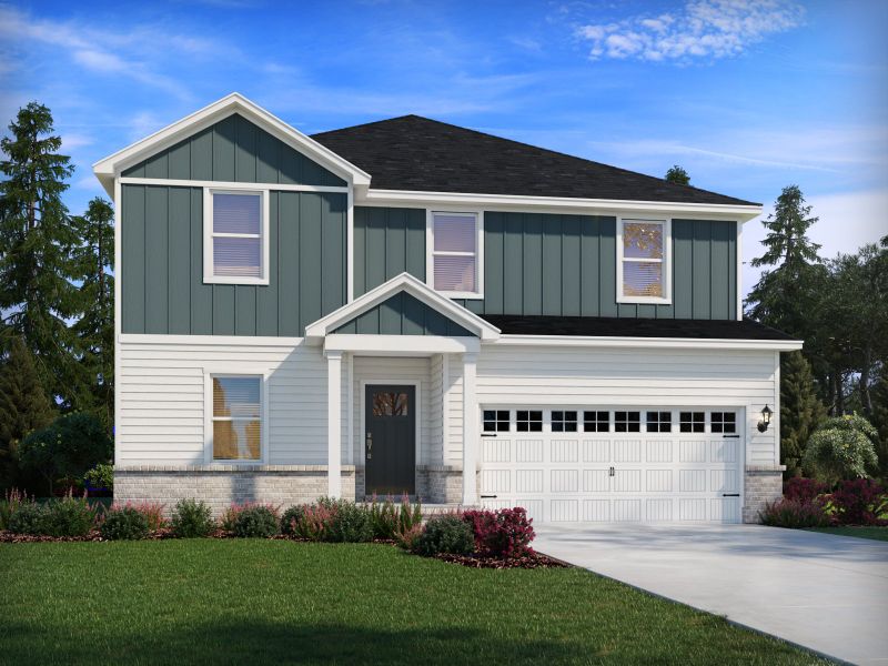 Front exterior of a new home in Cadence Meadows, Zebulon, NC, highlighting curb appeal (Image 21).
