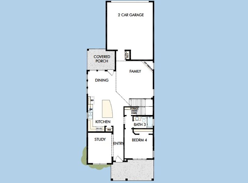 2D floor plan layout for the The Rainier by David Weekley Homes in Goodnight Ranch, Austin, TX (Image 3).