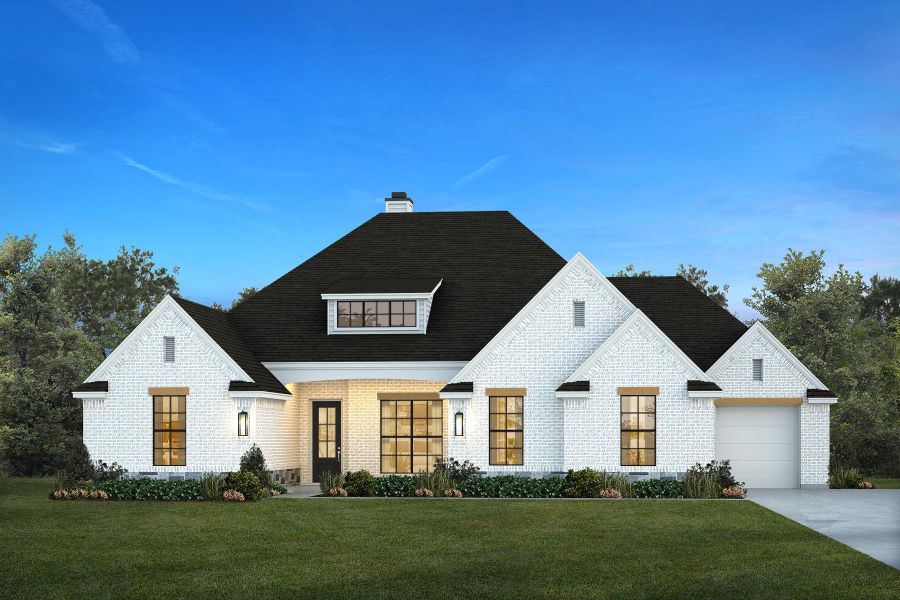 Representative exterior photo of a completed home built from the The Frisco by Kenmark Homes in Coyote Crossing, Godley, TX (Image 2). Representative exterior photo of a completed home built from the The Frisco by Kenmark Homes in Coyote Crossing, Godley, TX (Image 2).