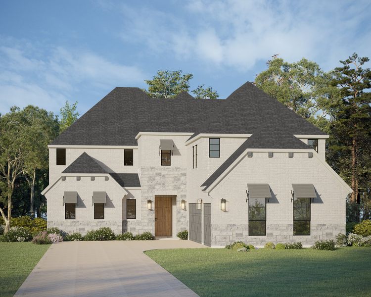 Plan 1644 Elevation B with Stone