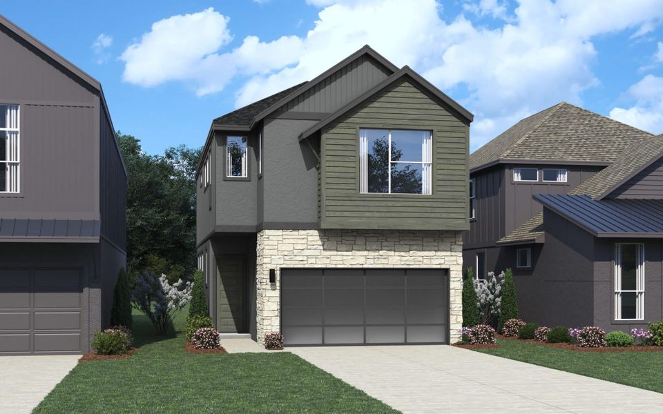 Representative exterior photo of a completed home built from the Balder by Chesmar Homes in Centero at Stone Oak, San Antonio, TX (Image 2).